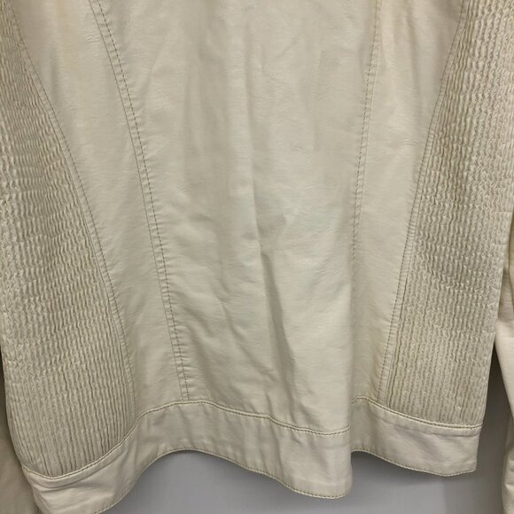 G By Guess Ivory Pleather Faux Leather Vegan Moto Jacket size L - Picture 14 of 16